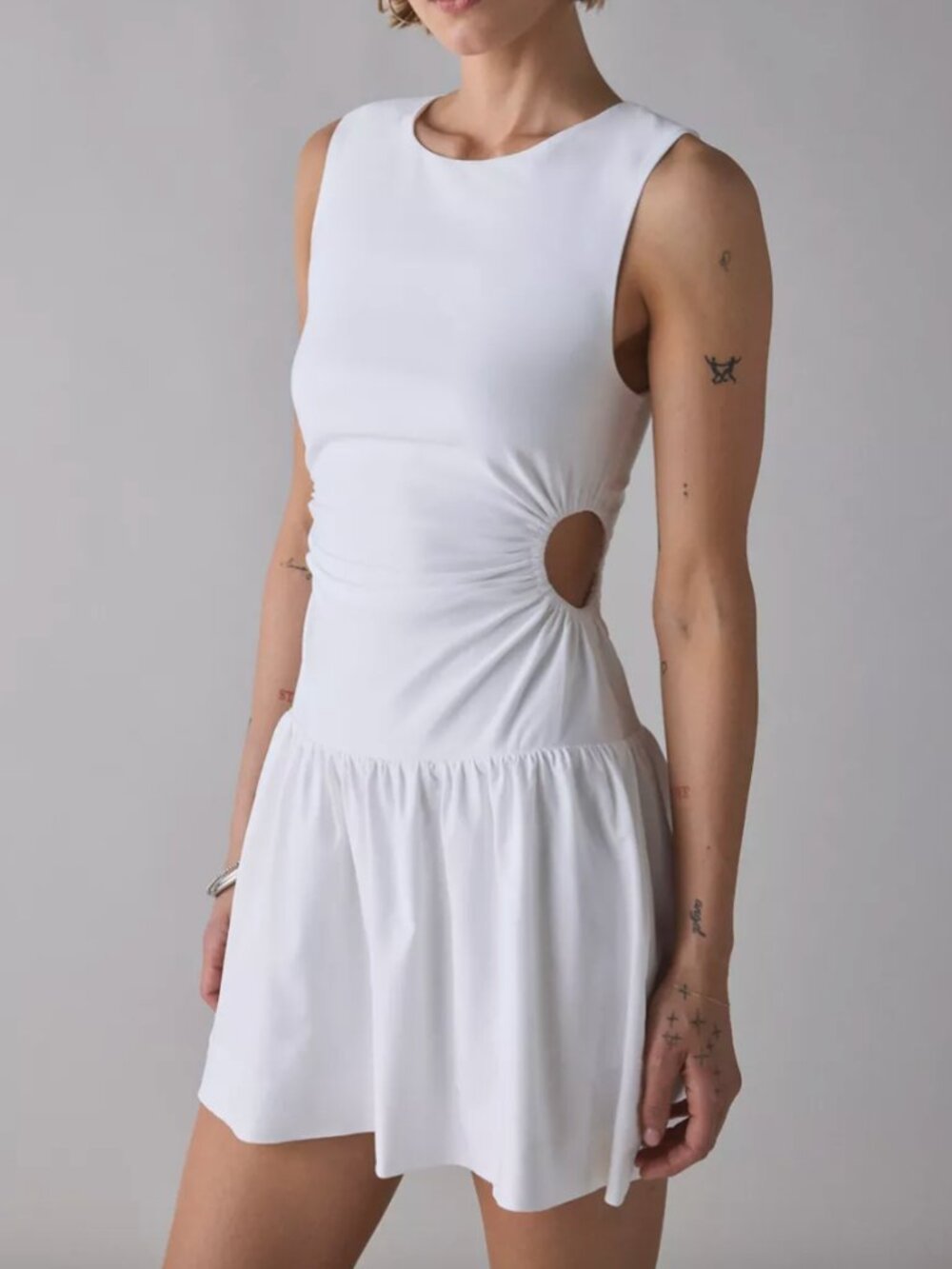 Urban Outfitters Ella Side Cutout Drop Waist Mini Dress White Mini Dress NWT